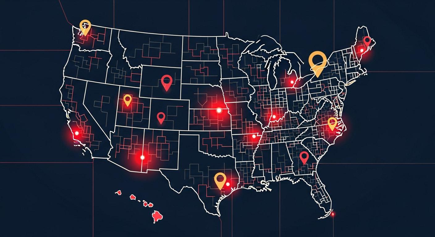 Interactive crime heatmap showing local incident hotspots across the United States