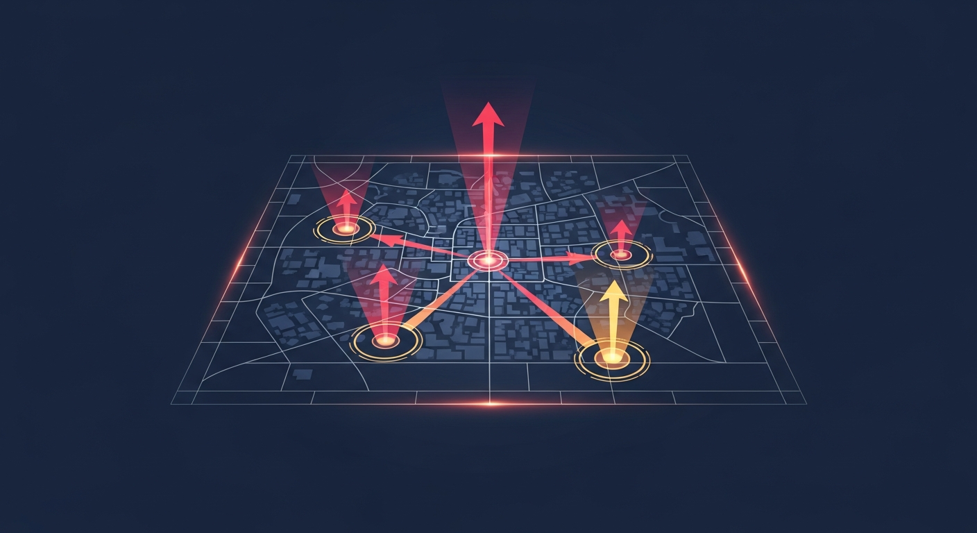 Predictive crime analysis grid with projected activity zones